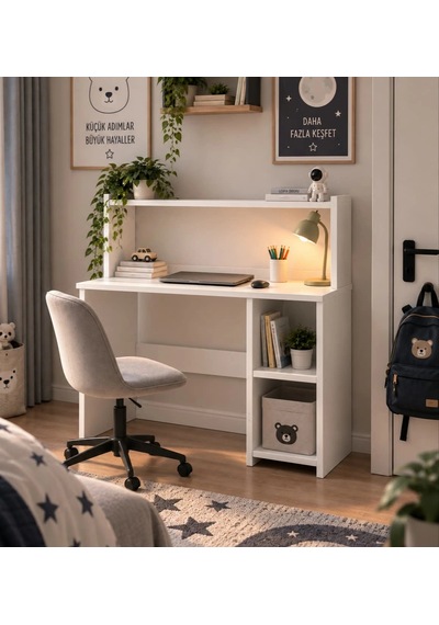 %100 Mdf Çalışma Masası Kitaplıklı Raflı Bilgisayar Ve Ders Çalışma Masası 100 Cm Beyaz %100 Mdf Çalışma Masası Kitaplıklı Raflı Bilgisayar Ve Ders Çalışma Masası 100 Cm Beyaz