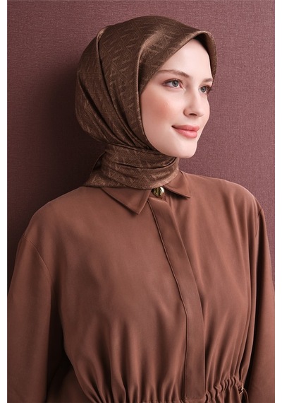 Armine Sura İpek Eşarp 2026-2027 - Sonbahar Kış-asm9625 Kahverengi
