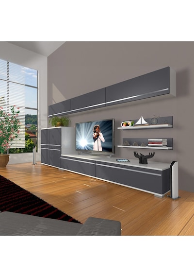 Decoraktiv Eko 8 Mdf Std Tv Ünitesi Tv Sehpası Beyaz - Antrasit