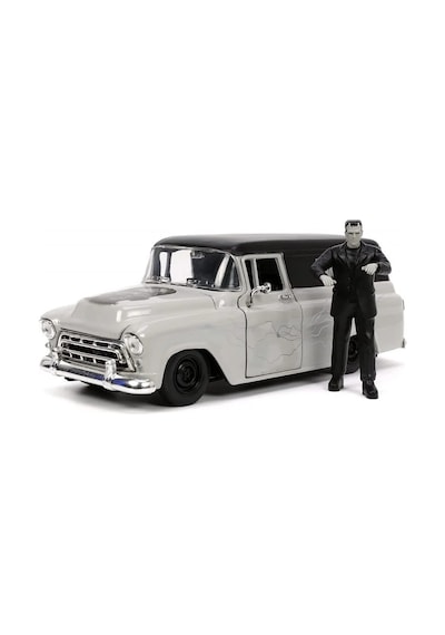 Jada 253255032 Frankenstein ve 1957 Chevy Suburban Aracı 1:24 Ölçek Serbest Tekerlekli Açılabilir Parçalar Die-Cast ( Metal )