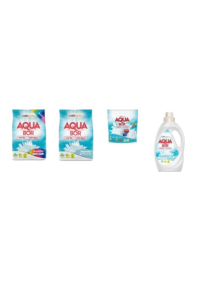 Aquabor Doğal Mineralli 4 Kg Renkliler + 4 Kg Beyaz + Tablet + Sıvı Beyaz 4 Lü Set 73835468
