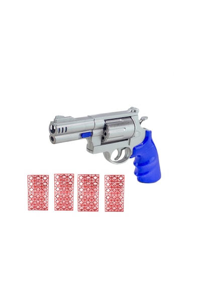 Oyuncak Kapsül Tabanca Metal Gümüş 20 CM 72 Adet Kapsül