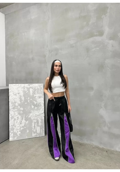 Paradise Urban Zip Track Pant Blok Detaylı Mor