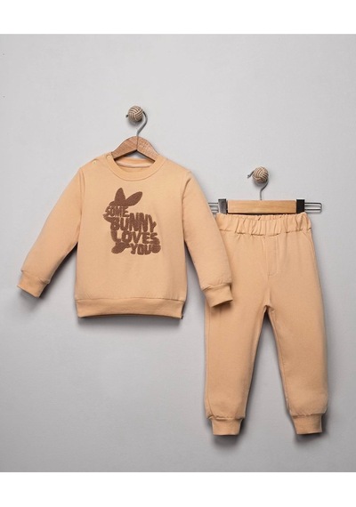 For My Baby Nakışlı Kız Bebek 2'lı Takım Bej