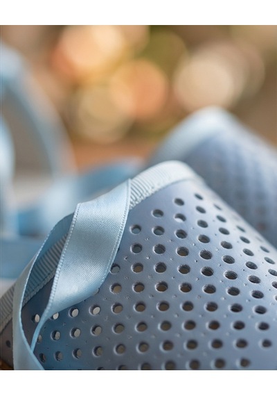 Futsishoes Peony Modern Bilekten Bağlama Mavi Hakiki Deri Kadın Espadril