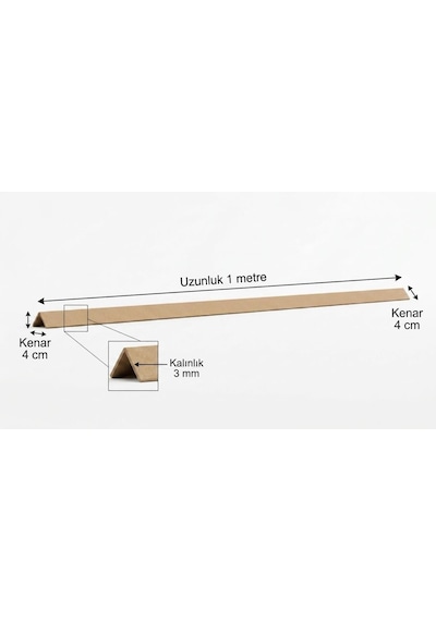 Kraft Karton Palet Koli Köşebent - Koli Kenar Köşe Koruyucu - 1 Metre X 4 Cm X 3 Mm - 10 Adet