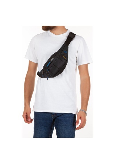 Newish Polo Unisex Siyah Mavi Su Geçirmez Usb Ve Kulaklık Girişli Bel Ve Omuz Çanta Freebag Siyah-mavi.