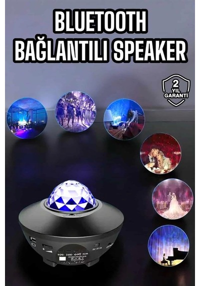 Cj Çocuklara Özel Şarjlı Bluetooth Hoparlör Parti Led Lambası Yıldızlı Projeksiyon