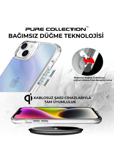 Bix iPhone Uyumlu 13 / 14 Pure Rainbow Renk Geçişli Şeffaf Kılıf Çizilmeye Dayanıklı Darbe Emici Parmak İzi Önleyici Mavi Bix iPhone Uyumlu 13 / 14 Pure Rainbow Renk Geçişli Şeffaf Kılıf Çizilmeye Dayanıklı Darbe Emici Parmak İzi Önleyici Mavi