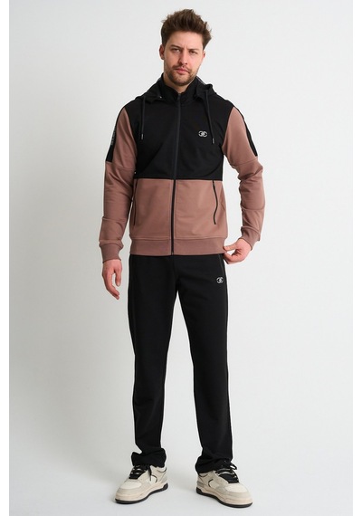 Shooter Sportswear Shooter Premium Erkek Eşofman Takımı Mevsimlik Kapüşonlu Rahat Kalıp Vizon