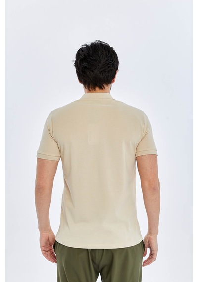 Süvari Slim Bej Erkek Polo Yaka T-shirt Ts1014000474