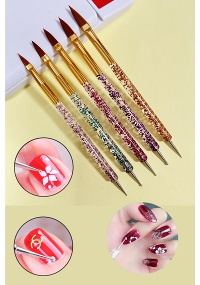 5 Adet Nail Art Fırça Seti, Fırçalı Tırnak Süsleme Desen Seti Dot Kalemi 5'li Tırnak Boyama Nail Art Çok Renkli