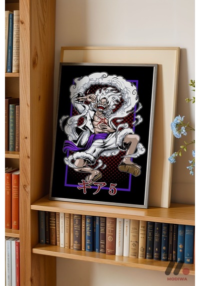 One Piece Luffy Gear 5 Poster, Siyah Çerçeveli Duvar Tablosu - Anime Severlere Özel Hediye