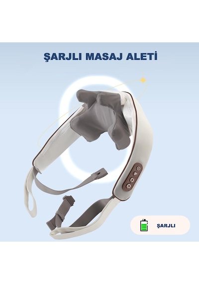 Robeve Şarjlı Masaj Aleti Şarjlı Ovmalı Ve Isıtmalı  Masaj Aleti Şarjlı Sırt Masaj Aleti Boyun - Sırt - Bacak - Tüm Vücut Masaj Aleti Masaj Cihazı Şarjlı Masaj Cihazı Açık Bej