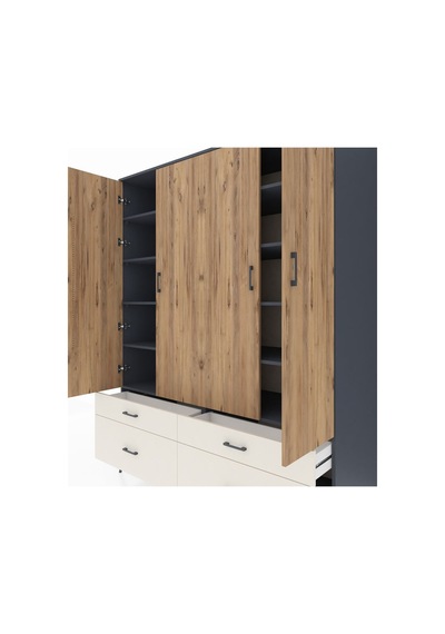 Kronos Gardrop 10 Raflı 4 Çekmeceli 4 Kapaklı 176x59x221 Antrasit-çam/aytaşı Çam/aytaşı Kronos Gardrop 10 Raflı 4 Çekmeceli 4 Kapaklı 176x59x221 Antrasit-çam/aytaşı Çam/aytaşı
