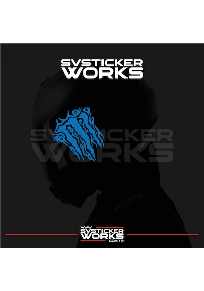 Monster Kask Sticker Tüm Kasklar Uyumlu Tek Yön 1 Adet Mavi