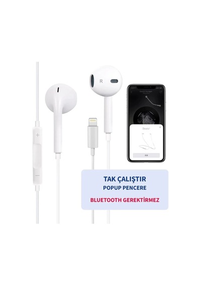 İphone Kablolu Kulaklık 7/8/8plus/x/xr/xs/xsmax/11/12/13/14 Pro Max Uyumlu Beyaz - 756590322 Diğer