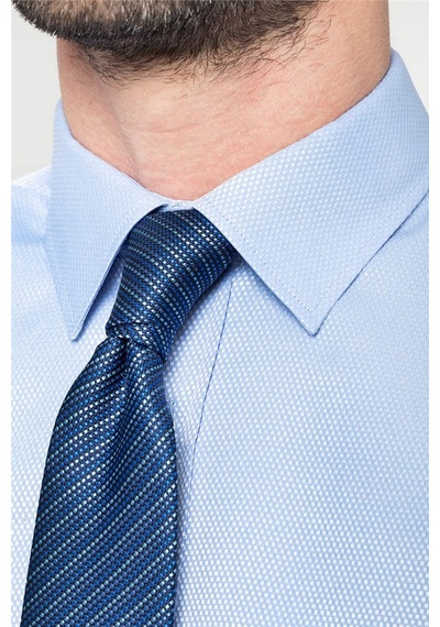 Tudors Modern Slim Fit Dar Kesim Armürlü Erkek Gömlek-4186 Mavi