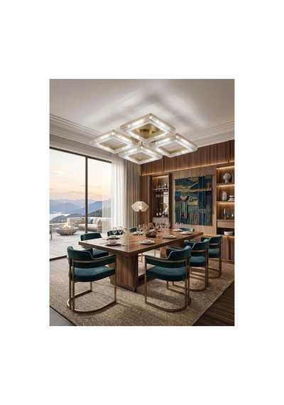 LumiaLighting Yakamoz Model Gold Kumandalı 4"lü Ledli 3 Renk Modu Kristal Salon Mutfak Yatak Çocuk Odası Avize Altın