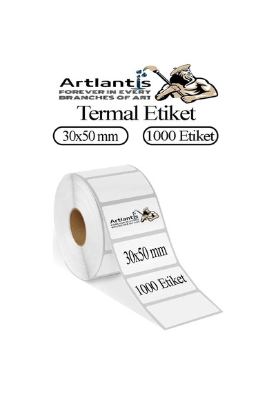 30x50 Mm Barkod Etiketi Yapışkanlı 1 Adet Rulo Etiket Termal Barkot Terazi Etiketi 1000 Li Barkod Yazıcılarına Uyumludur 1 Adet