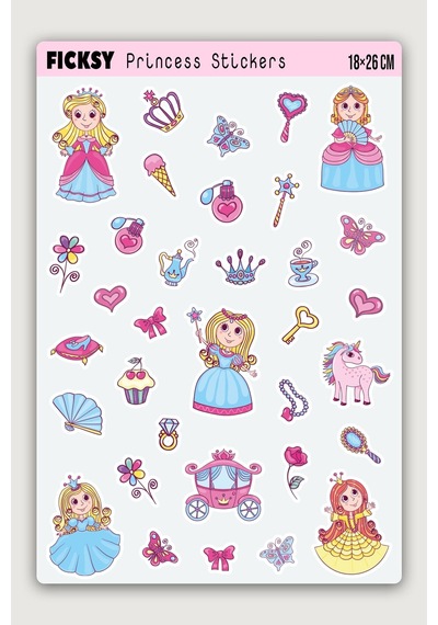 Sevimli Prenses Sticker Seti - 34 Adet Etiket Çıkartma Diğer