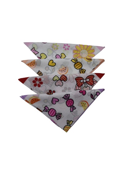 Bandana Çocuk Çiçekli 4 Lü Karışık Desen Çok Renkli
