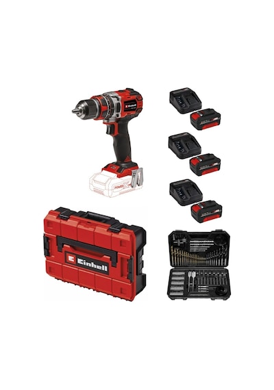 Einhell TP-CD 18/50 Li-I BL Solo Akülü Vidalama + 3 x 4 AH Akü Ve 103 Parça Uç Seti Çanta Dahil