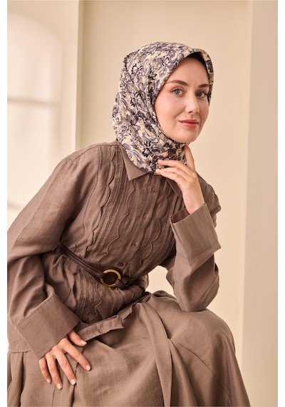 Silk Home Twill İpek Eşarp 11477-34 Füme, Siyah, Gümüş, Çelik Mavi, Küf Yeşili