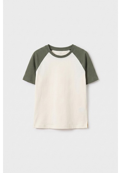 Ekru-haki Standart Fit Reglan Kollu Kız Çocuk T-shirt - 75180 Ekru/haki