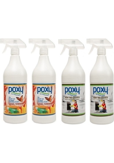 Poxy Genel Temizlik 2 x 1 L + Ağır Yağ Çözücü 2 x 1 L