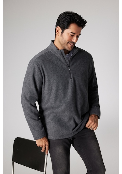 AC&Co / Altınyıldız Classics Anti-Pilling Tüylenme Yapmayan Bato Yaka Erkek Polar Sweatshirt Antrasit Melanj AC&Co / Altınyıldız Classics Anti-Pilling Tüylenme Yapmayan Bato Yaka Erkek Polar Sweatshirt Antrasit Melanj