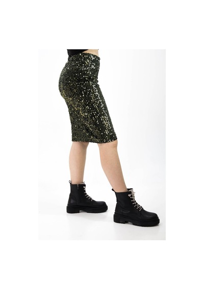 Sermoda Pullu & Astarlı Diz Altı Kalem Etek - 60 Cm Uzunlukta Abiye Etek Likralı & Esnek Pullu Etek Haki Sermoda Pullu & Astarlı Diz Altı Kalem Etek - 60 Cm Uzunlukta Abiye Etek Likralı & Esnek Pullu Etek Haki