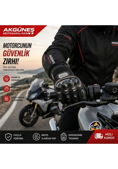 Akgüneş Motogaraj Motosiklet Koruma Eldiveni Ve Termal Kar Maskesi Kışlık Ekonomik Set Siyah