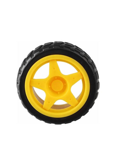 Tt Tekerlek 2.5x6,8cm Plastik Sarı Oyuncak Araba Rubber Lastik Robot Akılı Araç