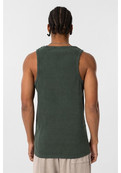 Vamos Yıkamalı Tank Top Kaşkorse Atlet Yeşil