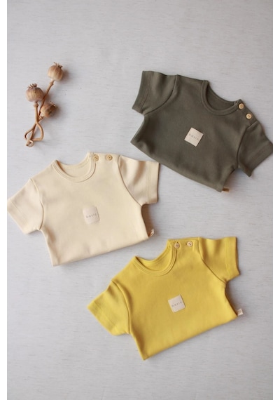 Oh La La Koala 3lü Basic Kısa Kollu Çıt Çıtlı Body Zıbın Model 8 Çok Renkli