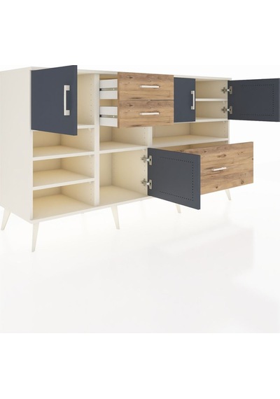 Kronos Konsol 7 Raflı 3 Çekmeceli 4 Kapaklı 176x59x99 Aytaşı-antr Aytaşı-antrasit/çam
