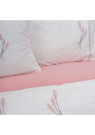 Snowdrop Nakışlı 7 Parça Çift Kişilik Nevresim Takımı Pudra-canlı Beyaz