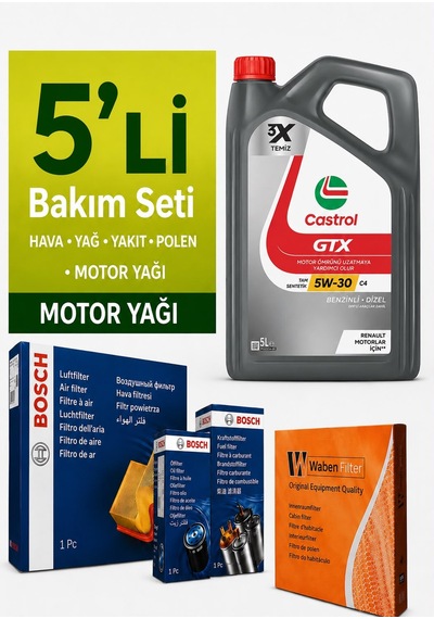 Bosch Hyundai I20 1.4 Dizel Filtre Bakım Seti-castrol Gtx 5w30 5lt 2014-2019 5 Li