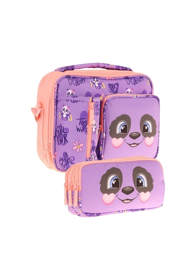 Kaukko Kids Kız Çocuk Mor Somon Panda Desenli Üç Bölmeli Thermo Beslenme Çantası Ve Kalemlik Seti L7233+l8233 Mor - Somon Kaukko Kids Kız Çocuk Mor Somon Panda Desenli Üç Bölmeli Thermo Beslenme Çantası Ve Kalemlik Seti L7233+l8233 Mor - Somon