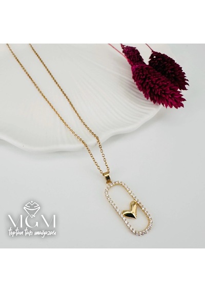 Zirkon Taşlı Zincir: Çelik Çelik Kolye 40+5 Cm - Kl0215 Çok REnkli