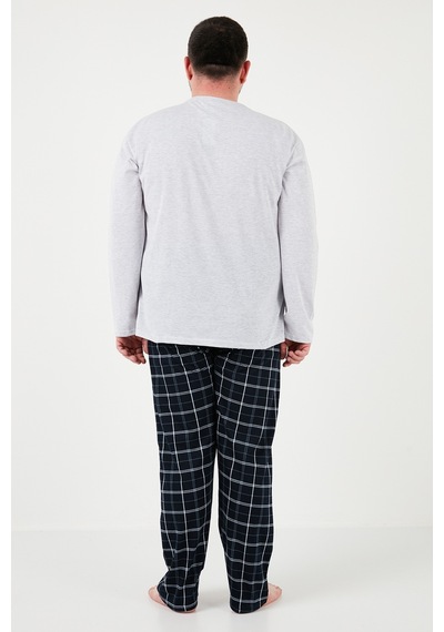 Buratti Pamuklu Regular Fit Büyük Beden Erkek Pijama Takımı 6572001B Gri Melanj
