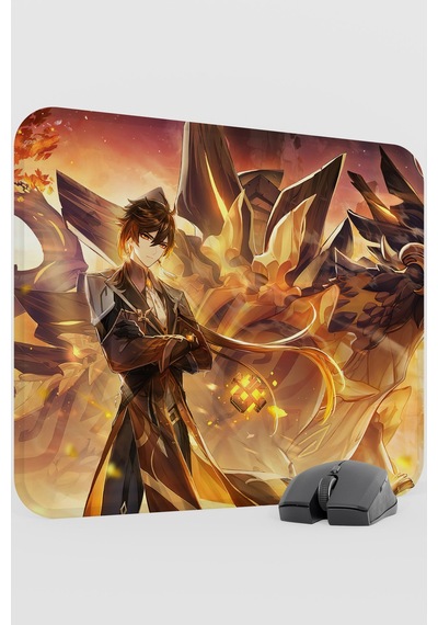 Zhongli Genshin Impact Anime Gacha V1 - 48x40 Xl Gaming Mouse Pad Fare Altlığı