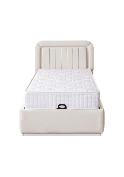 Demonte Baza Seti, Valens Ledli Tek Kişilik Baza Başlık Maxi Yatak Seti, Krem - 100x200 Cm 100 x 200