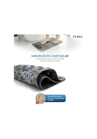 Vantuzlu Banyo Ve Duş Kaydırmazı Duşa Kabin Küvet İçi Vantuzlu Banyo Duş Paspası 35x69 Cm Gri Açık Ahşap