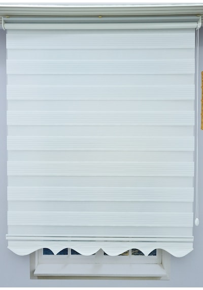 Kırık Beyaz Pliseli Zebra Stor Perde - Eteği Dilimli - Alüminyum Kasa Ve Boru Kırık Beyaz