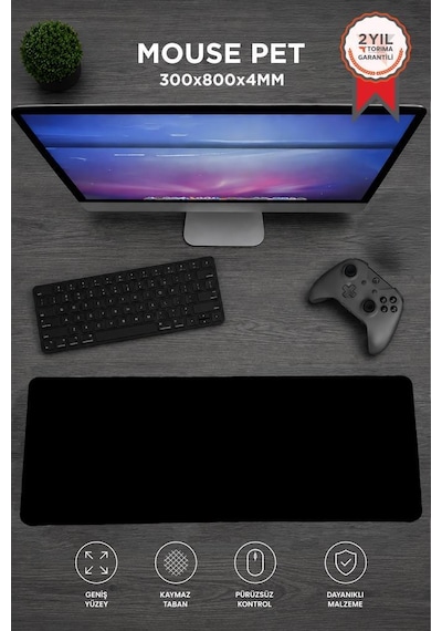 Gaming Oyuncu Klavye Fare Altlığı Kaymaz Taban Mouse Pad Bk 300 800mm Siyah