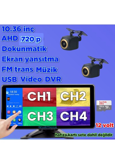 2 Ad 720p Ahd 170'' Kamera Dokunmatik Video Müzik Dvr Ekran