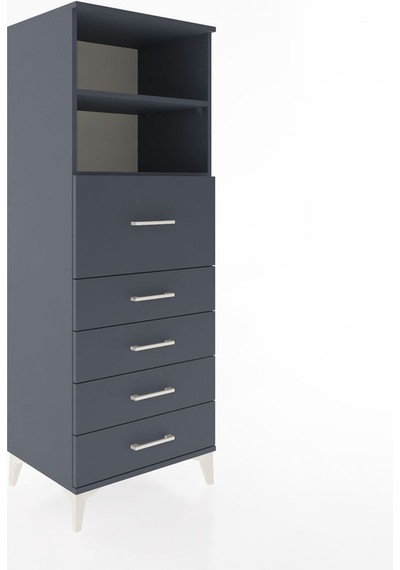 Hyperion Dolap 2 Raflı 5 Çekmeceli 60x44x163 Antrasit-antrasit Antrasit