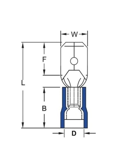 Tfe - 2638 1.5-2.5mm2 İzoleli Erkek Faston Tip Kablo Ucu Mavi - 200 Adet